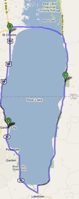 Map around Bear Lake