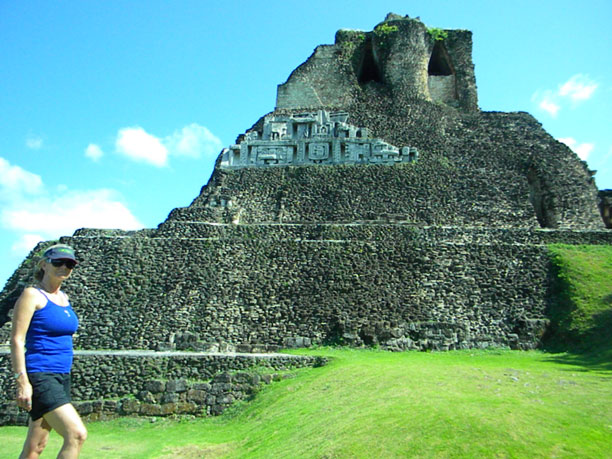 Mel in front of south side of east ruin