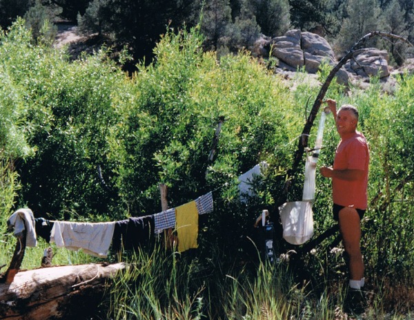 Bill doing camp chores